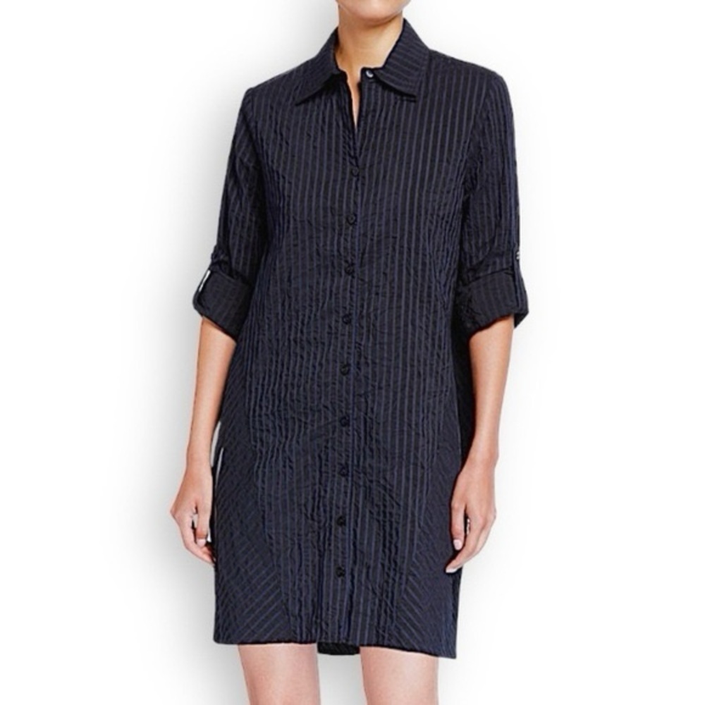 Finley Black/Navy Striped Seersucker Dress